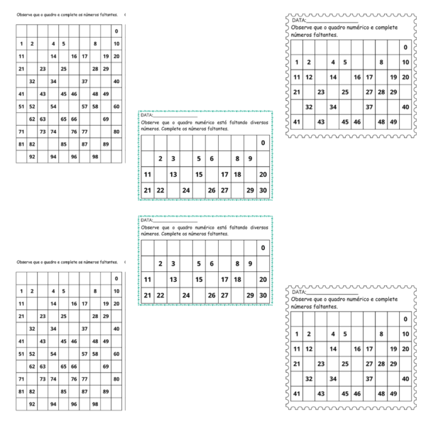 COMPLETAR QUADRO NUMÉRICO - VERSÃO PARA CADERNO - Imagem 2