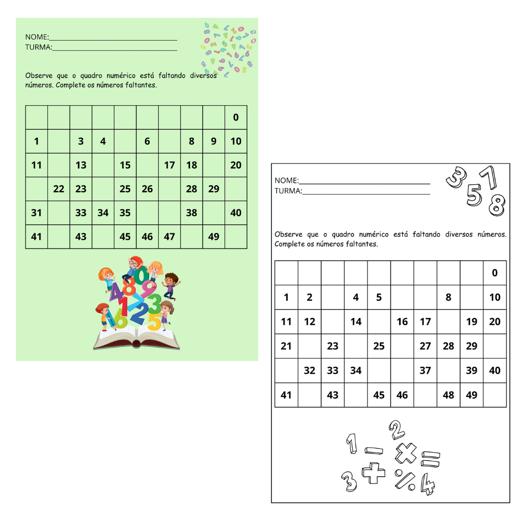 COMPLETAR QUADRO NUMÉRICO - Imagem 3